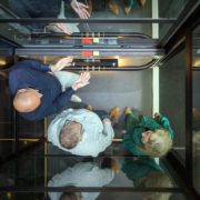 Veteran using a Cibes Symmetry elevator installed by Elevator Service Company for accessible living in Connecticut